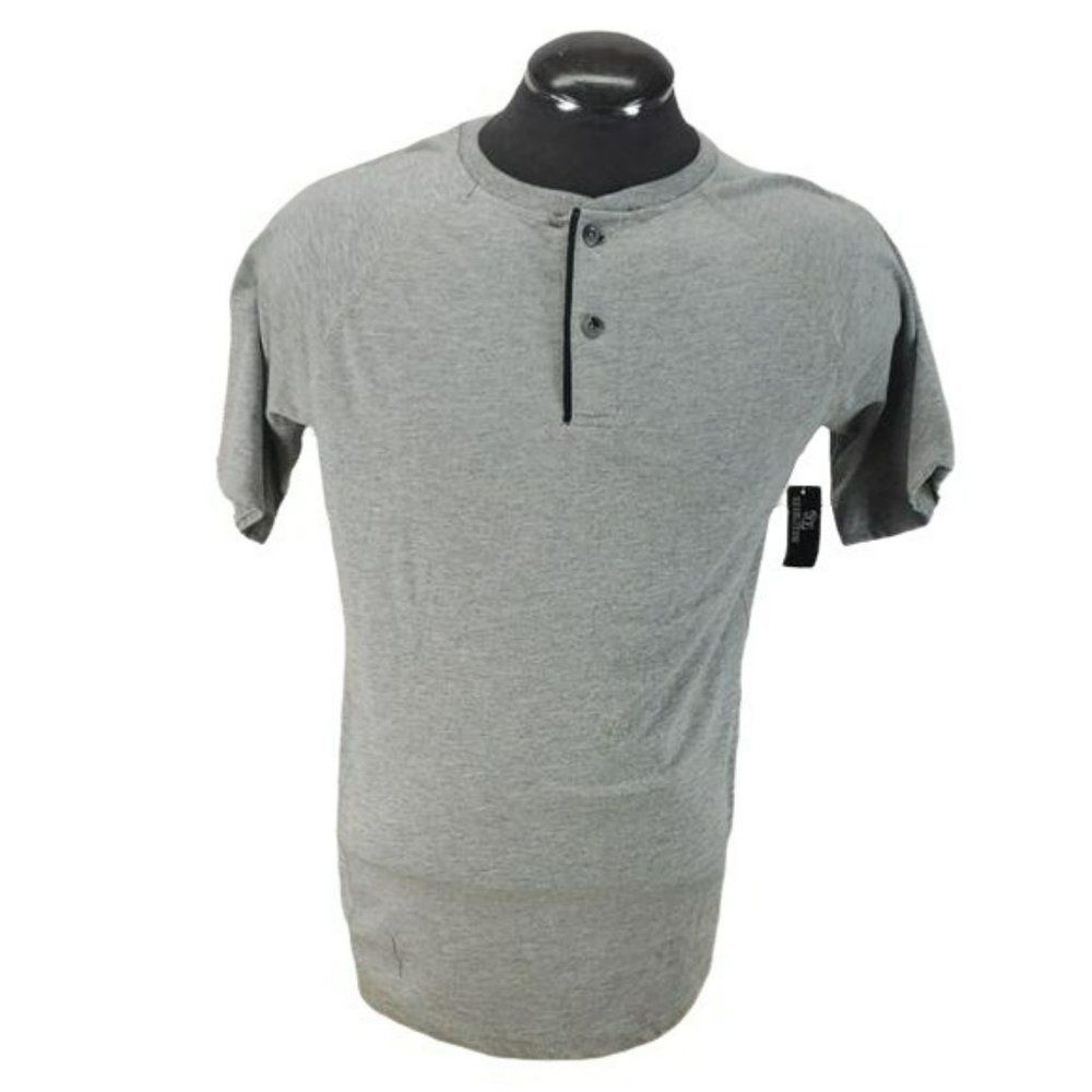 OT Revolution Men's Athletic Grey 2 Button Short Sleeve T Shirt Size Medium